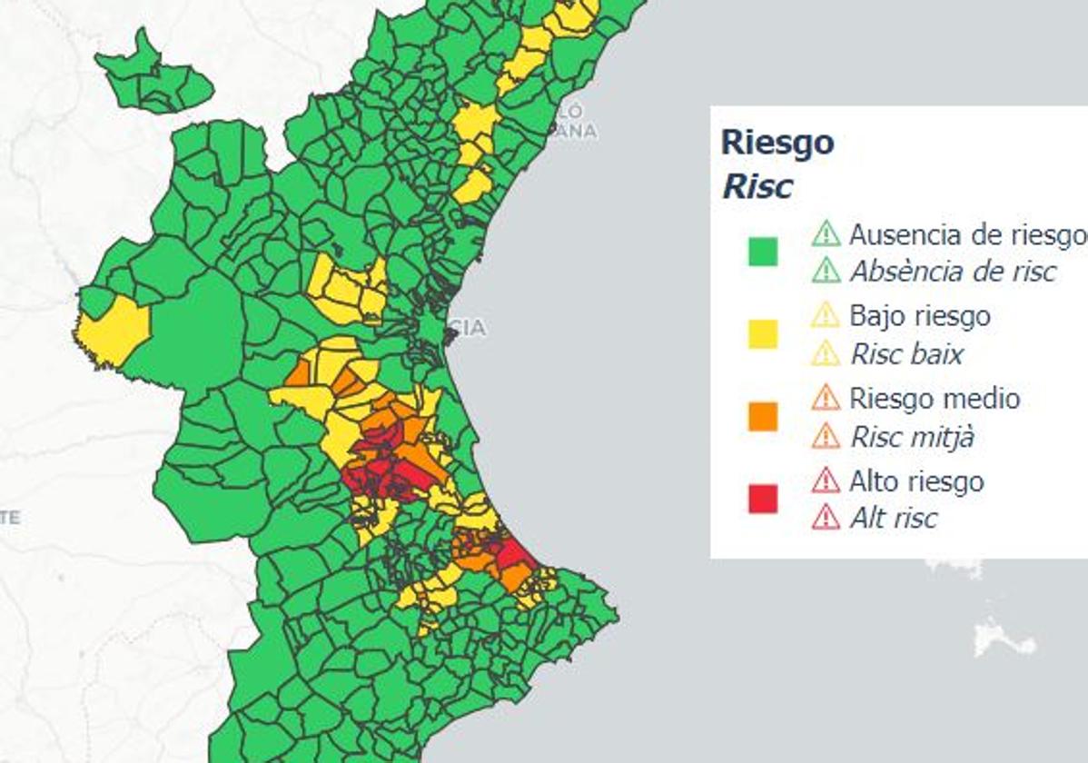 Mapa de riesgo por temperaturas altas.