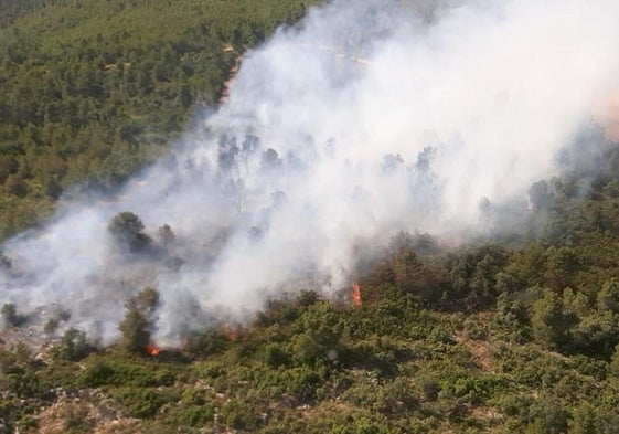 Vista del incendio en Bocairent.