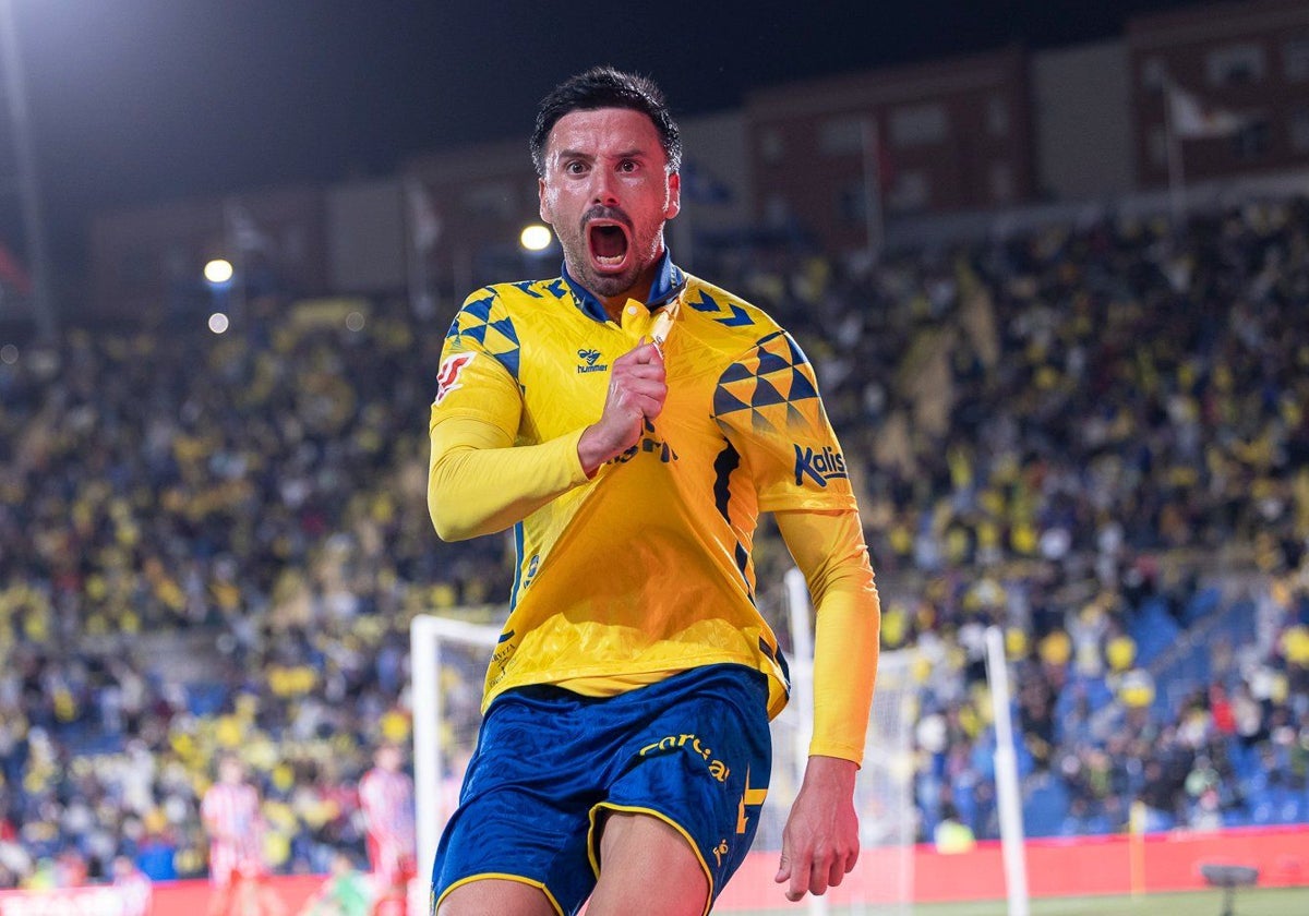 Javi Muñoz, durante un partido con Las Palmas.