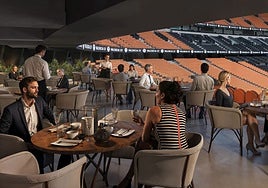 Figuración de una de las terrazas del futuro estadio.