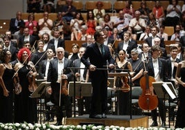 La Orquesta de Valencia, en el concierto inaugural del Palau de la Música tras su reapertura en octubre de 2023.