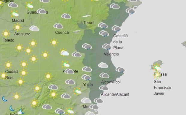 Mapa previsto para la primera hora de la mañana del miércoles.