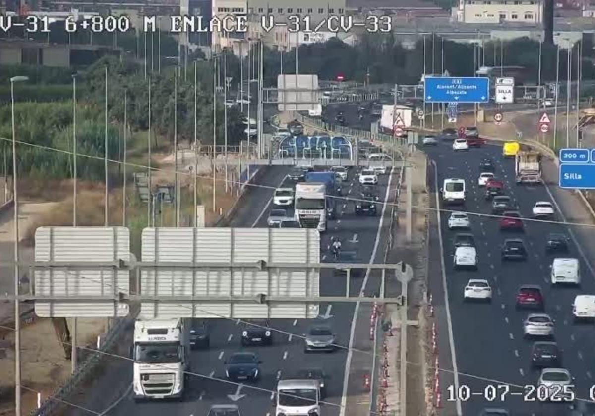 Kilómetro 6,8 de la V-31 sentido creciente el jueves 10 de julio