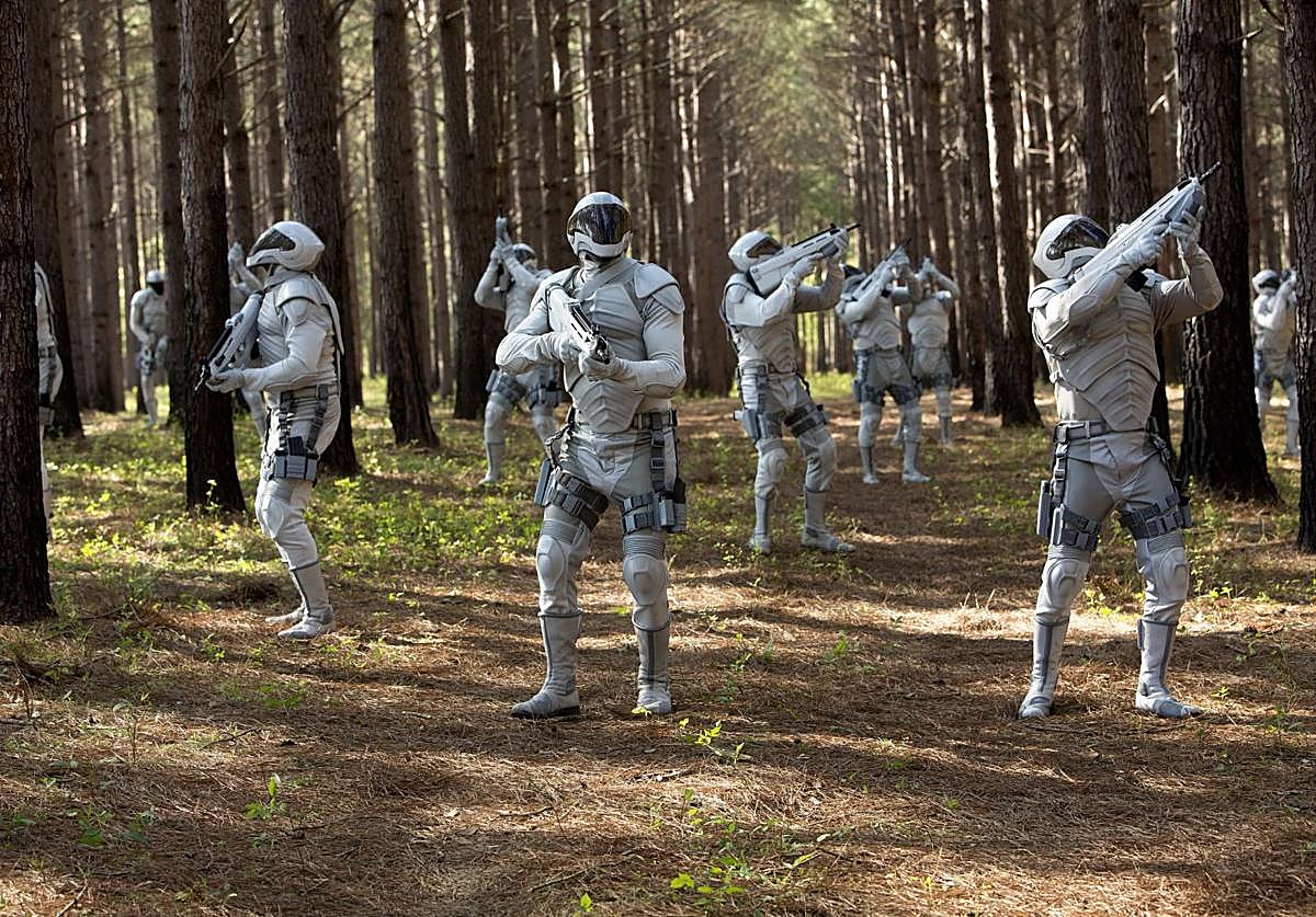 Escena de la película «Los juegos del hambre: Sinsajo Parte 1».