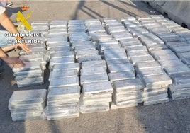 Los paquetes de cocaína intervenidos en el puerto de Valencia.