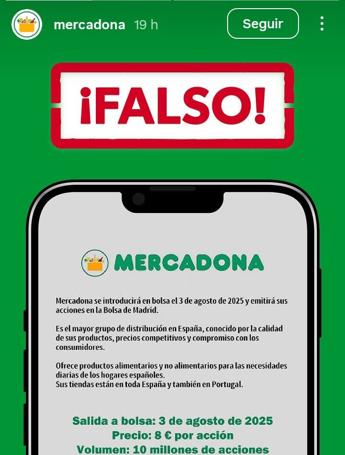Mensaje de Mercadona.