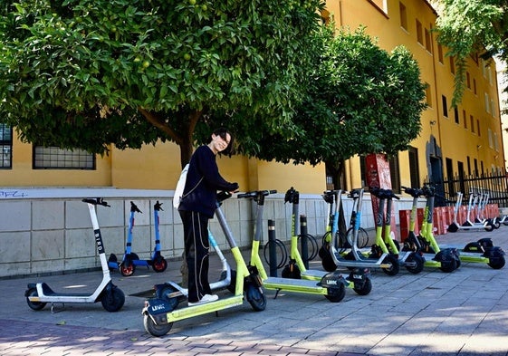 Patinetes eléctricos de alquiler, en una imagen de archivo.