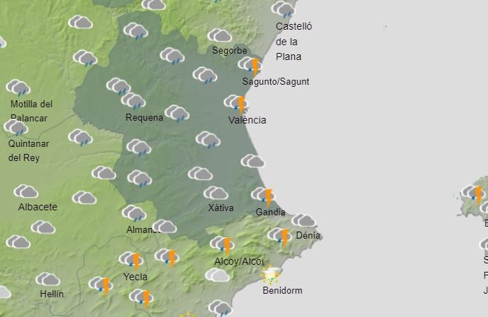 Previsión de lluvias para el jueves.