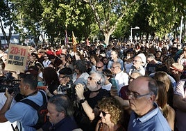 Manifestación contra la gestión de la dana, este martes.
