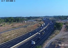 Tráfico lento en la A-7 este jueves a la altura de Museros.