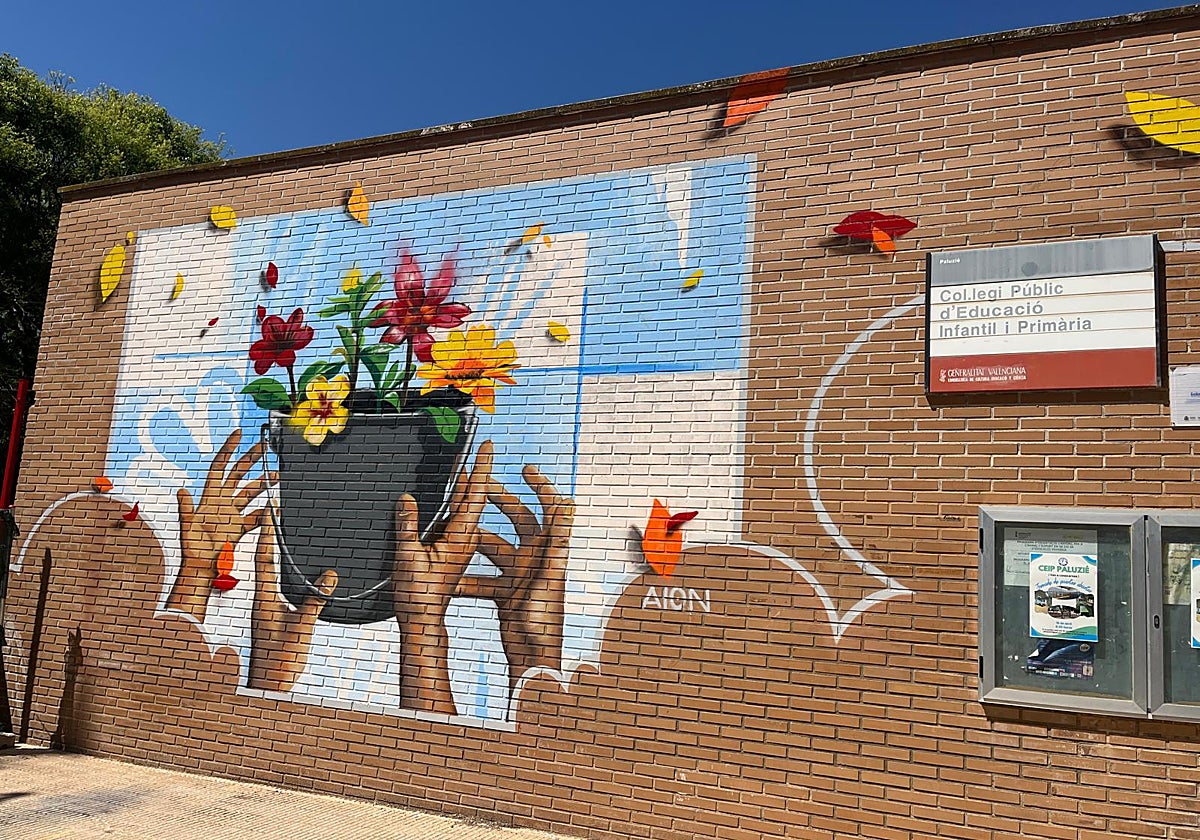 Mural de Alon en el colegio Paluzié.