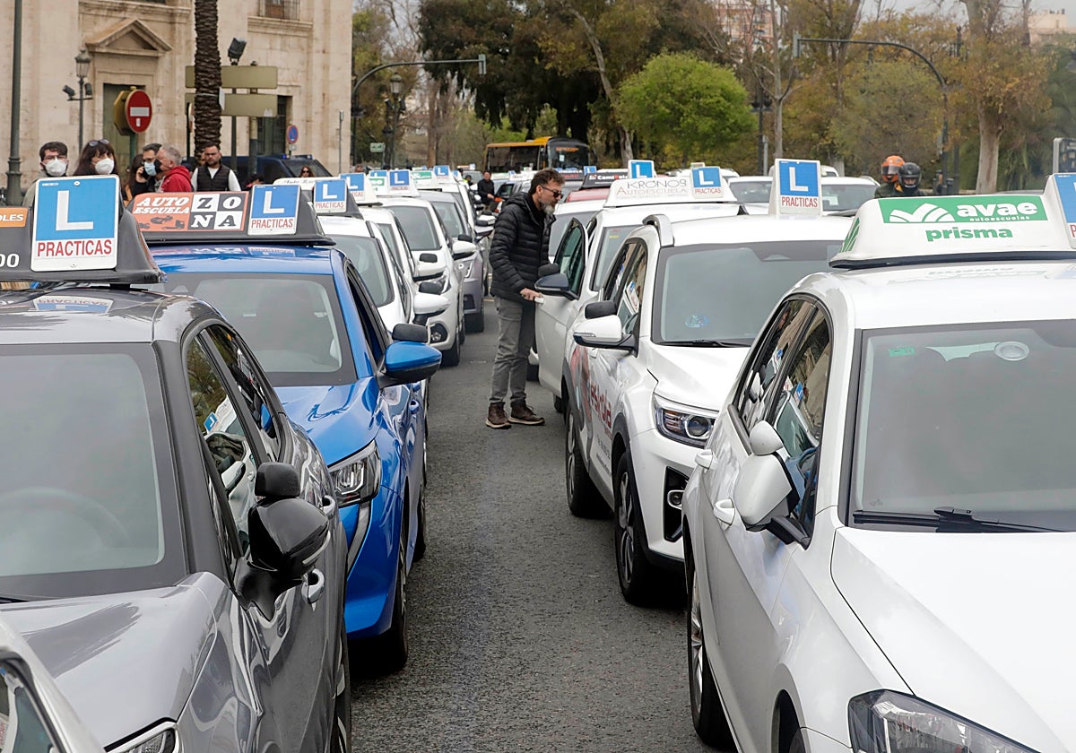 Imagen de archivo de la protesta de autoescuelas de 2022.