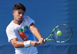 Alcaraz entrena en Cincinnati.