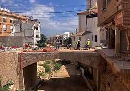 Trabajos en el puente hace unas semanas.