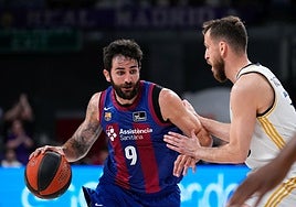 Ricky Rubio y Sergio Rodríguez durante la semifinal de la Liga ACB 2024. .
