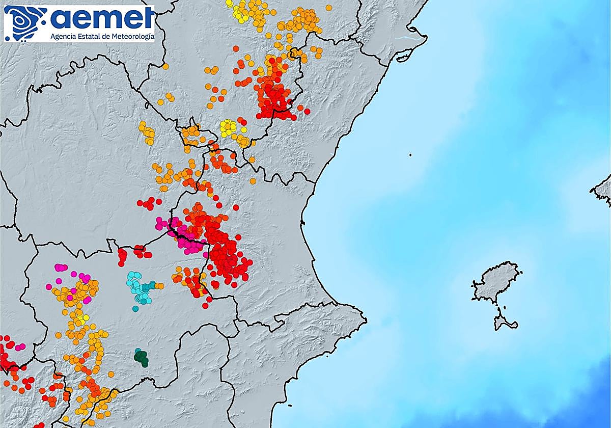Mapa de rayos de Aemet.