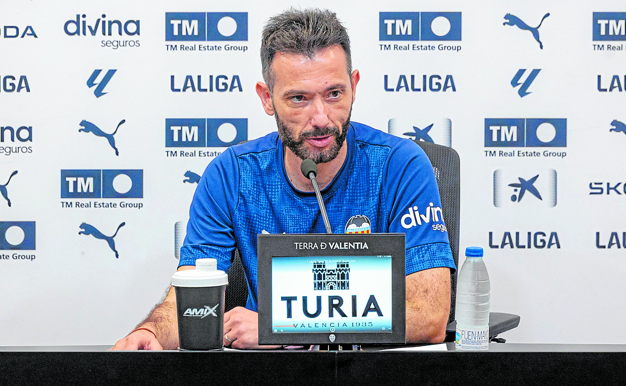 Corberán, durante la rueda de prensa previa al partido de la Real Sociedad.