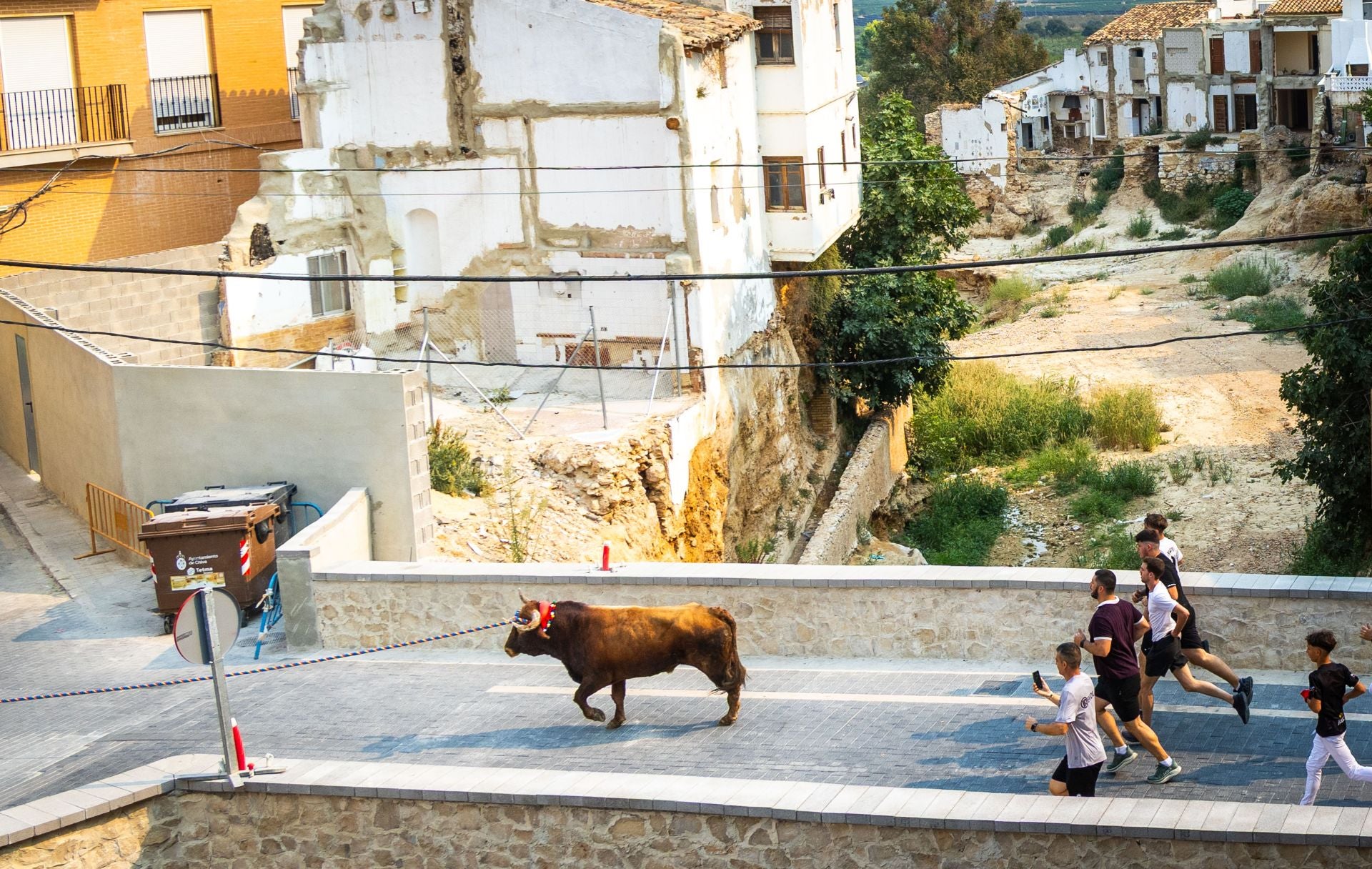 El Torico ya corre por las calles de Chiva como bálsamo contra la dana