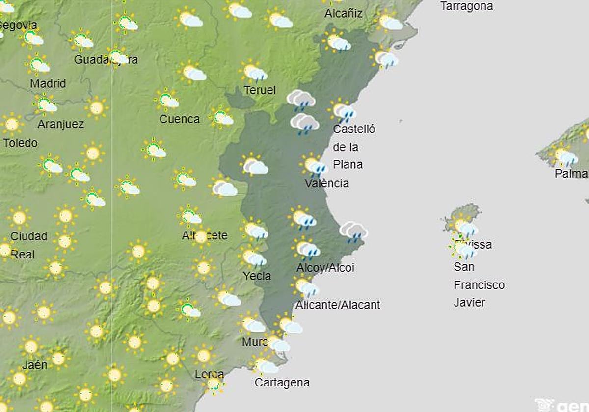 Previsión del tiempo el miércoles en la Comunitat.