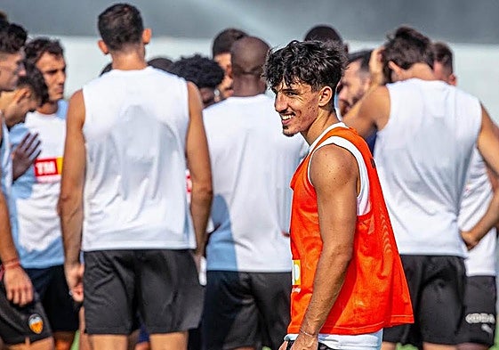 Diego López, en un entrenamiento del Valencia.