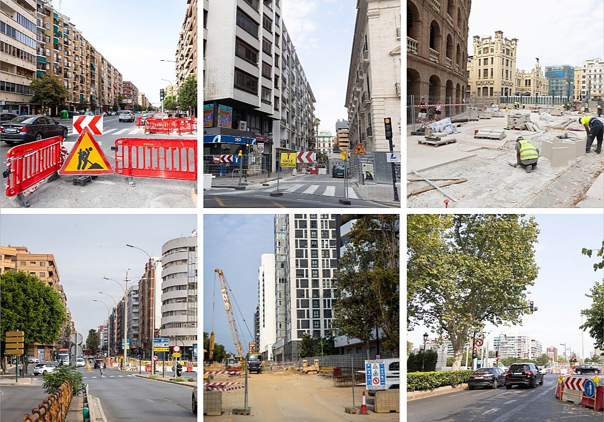 Obras en varias de las principales avenidas de Valencia, este viernes.