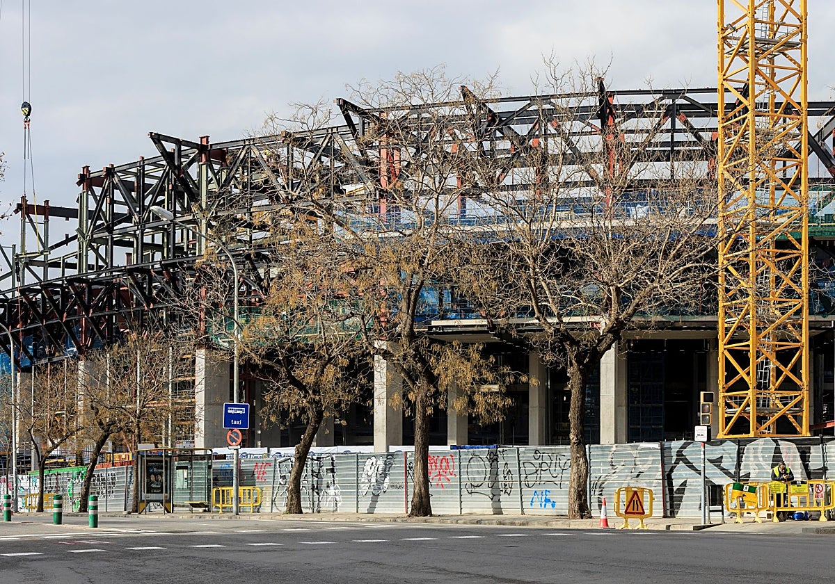 Exterior en obras del Camp Nou.