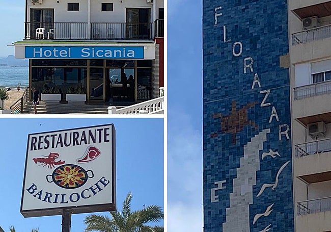 Letreros de referencia en la ciudd costera.