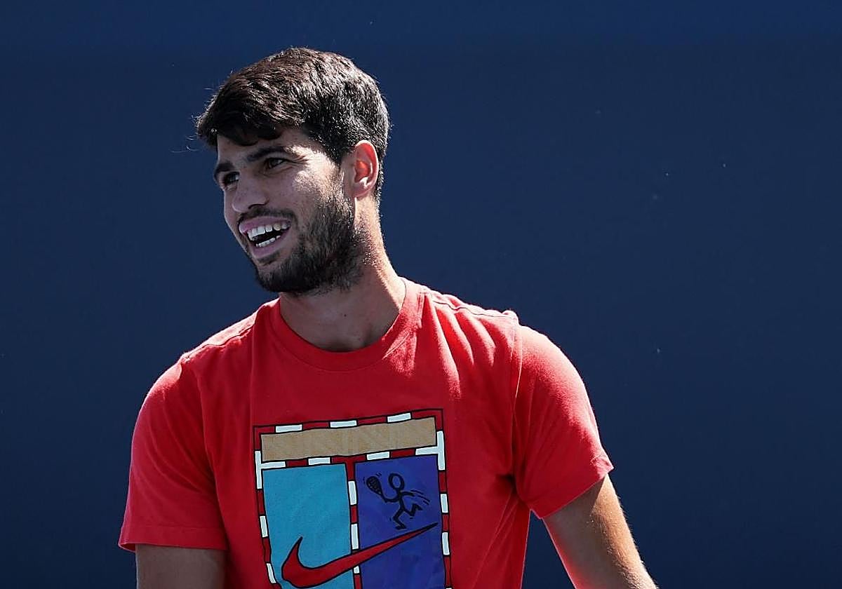 Alcaraz, en uno de sus entrenamientos en el US Open.