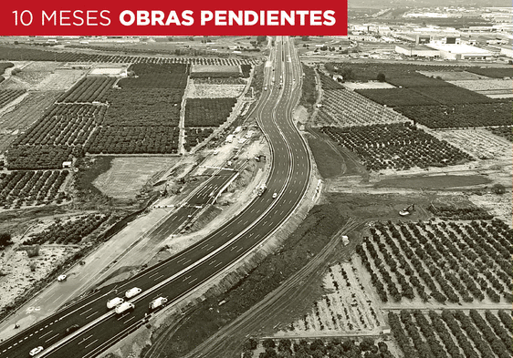 Vista aérea de la pasarela provisional en el By-pass.