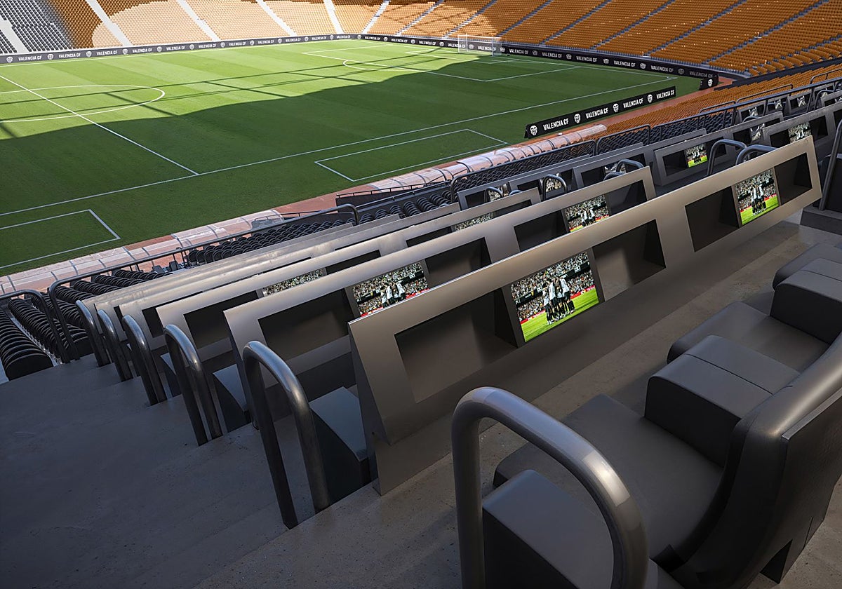 Figuración palcos vip del Nou Mestalla.