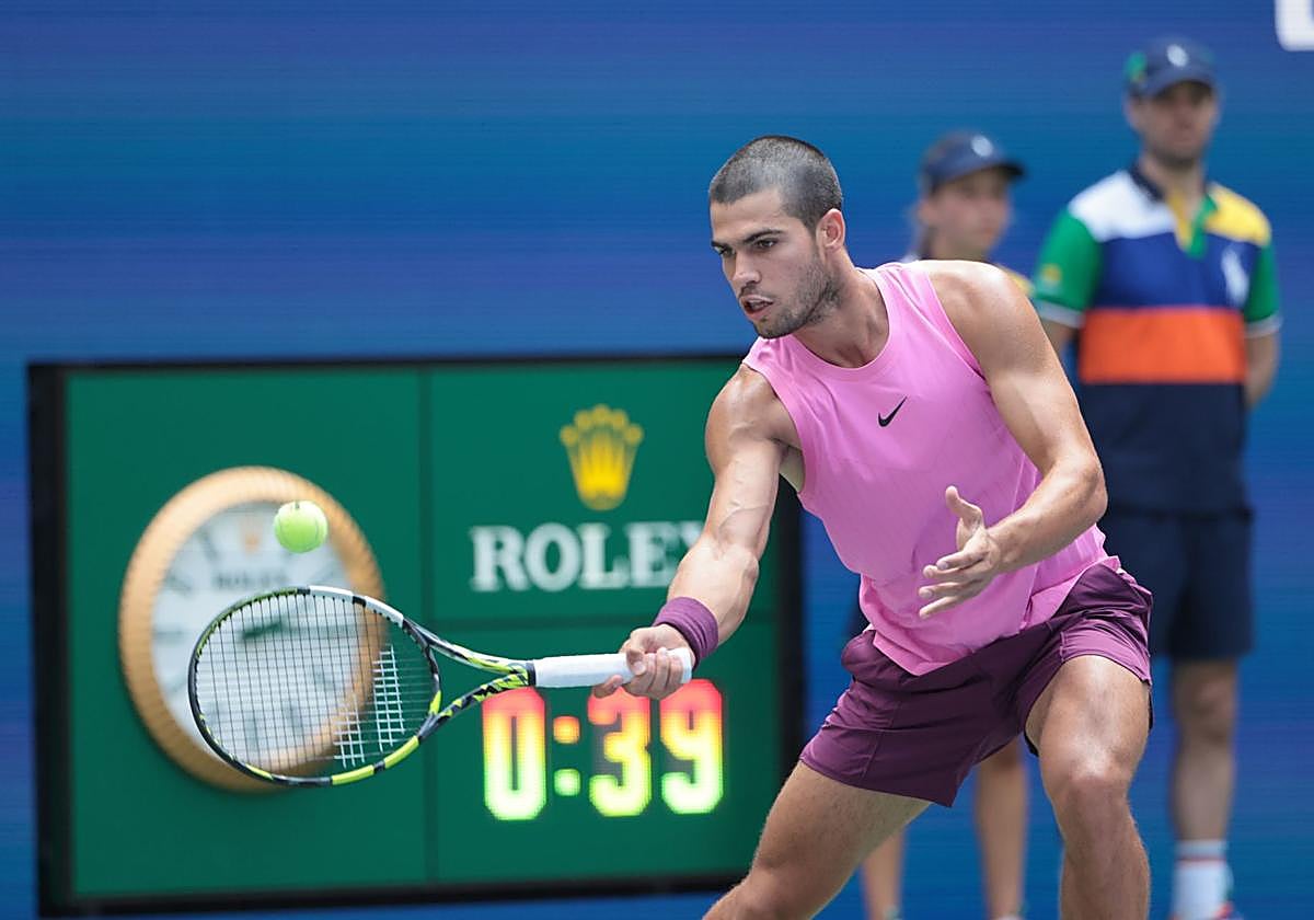 Carlos Alcaraz en los cuartos de final del US Open 2025.