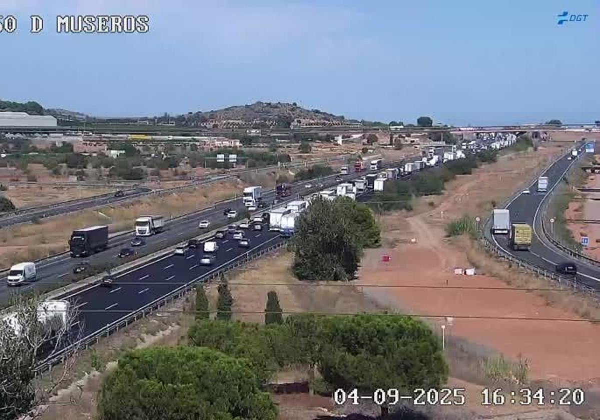 Atascos en la A-7 este jueves, 4 de septiembre.