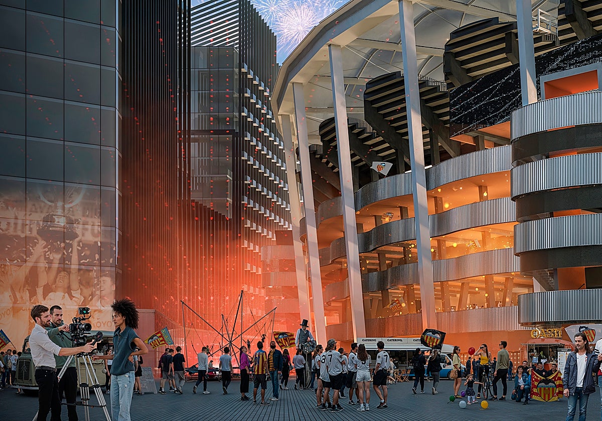 Recreación de la fan zone del futuro Nou Mestalla.