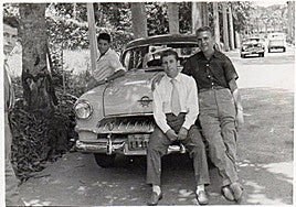 Sócrates, Seguí, Mañó y Mangriñán, en el viaje para jugar la Pequeña Copa del Mundo.