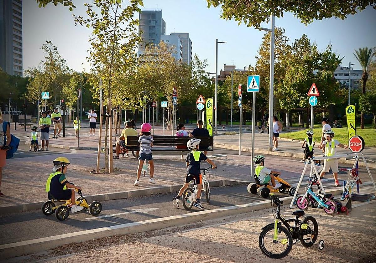 El parque de educación vial, en plenas actividades.