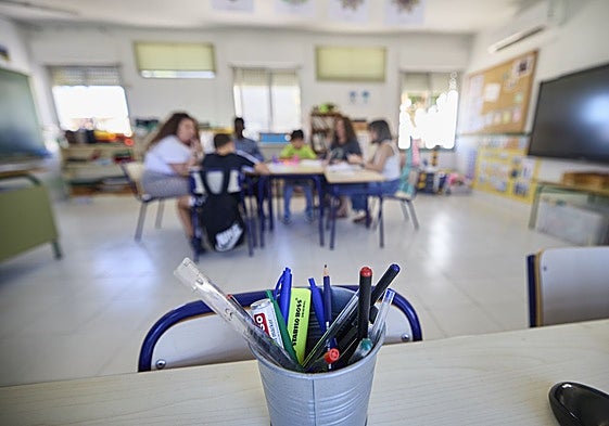 Alumnos de un colegio rural valenciano durante una clase.