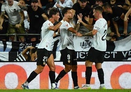 Hugo Duro celebra su gol ante el Athletic.
