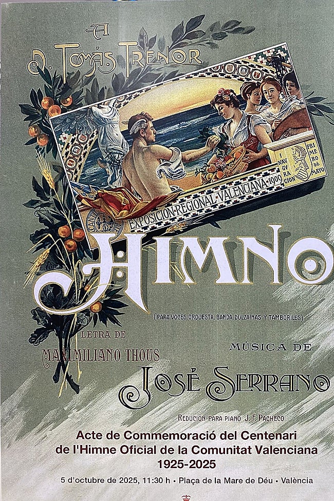 Cartel que han editado, inspirado en la portada de la primera edición del Himno.