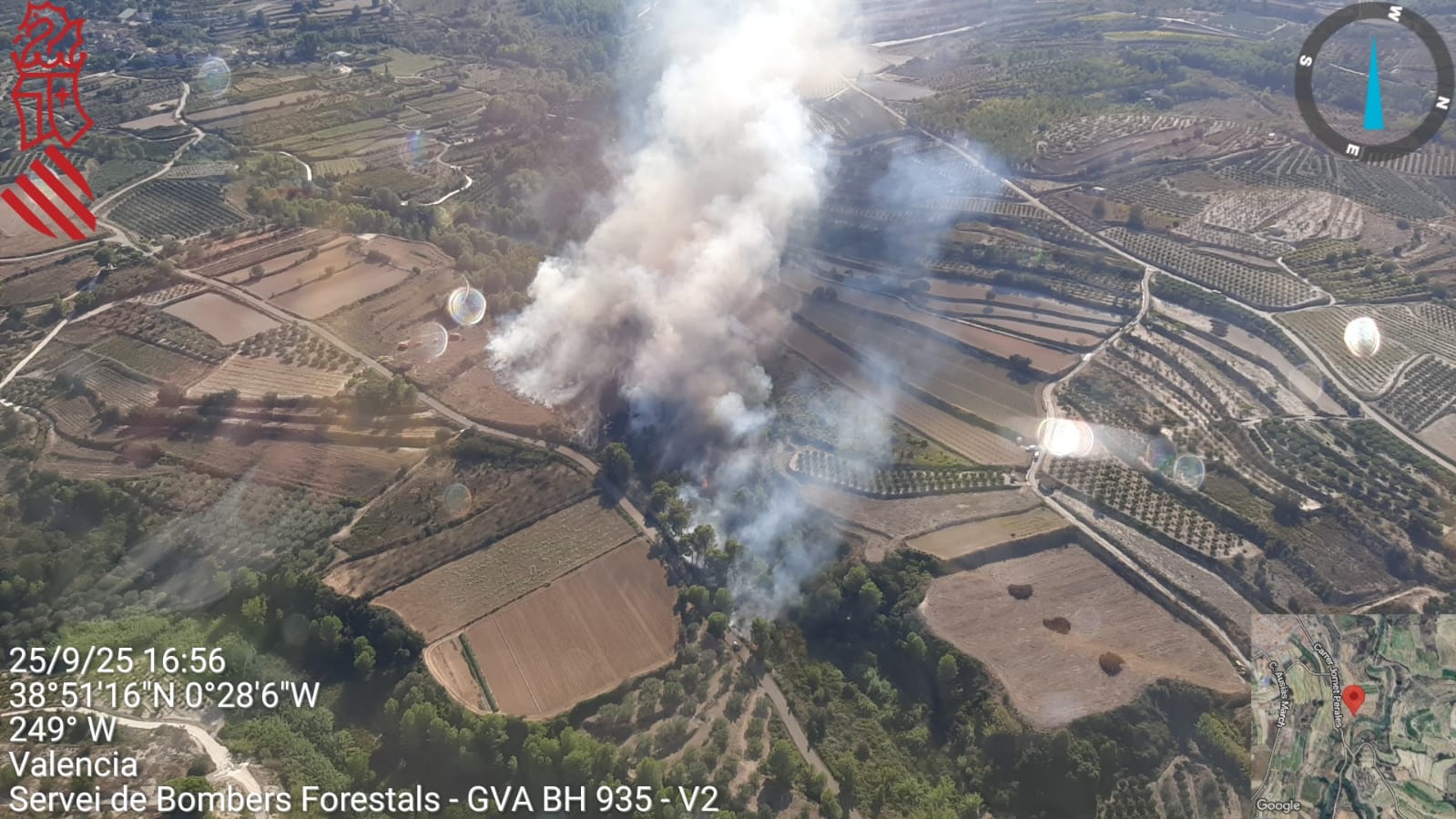 Imágenes aéreas del incendio.