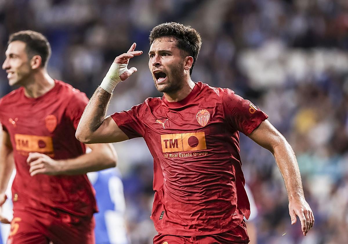 Hugo Duro celebra su gol ante el RCD Espanyol.