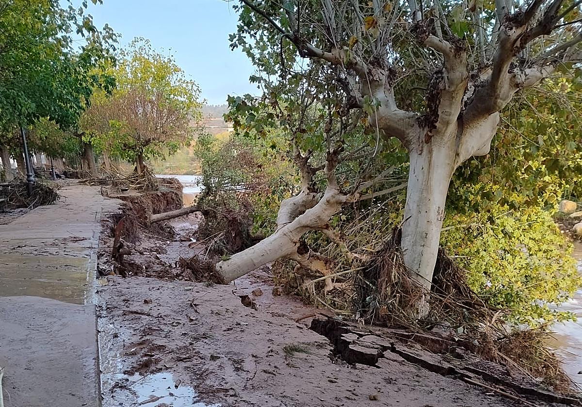 Cauda del río en Calles con los signos de los daños por la dana.