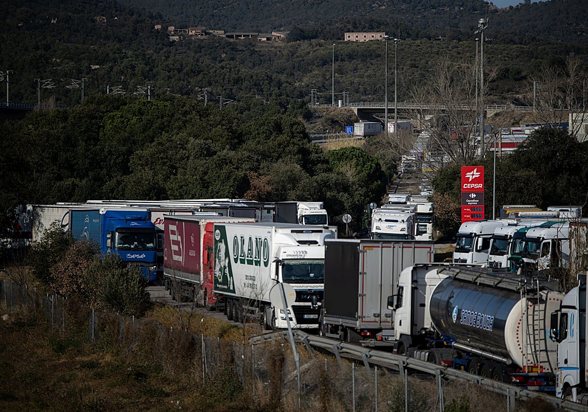 Camiones detenidos en la AP-7.