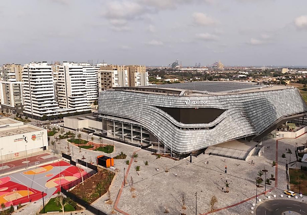 Aspecto general del Roig Arena a vista de dron.