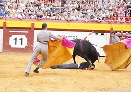 Un momento de la cogida a Navalón en Algemesí.