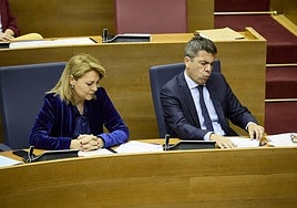 Susana Camarero, junto a Carlos Mazón, en Les Corts.