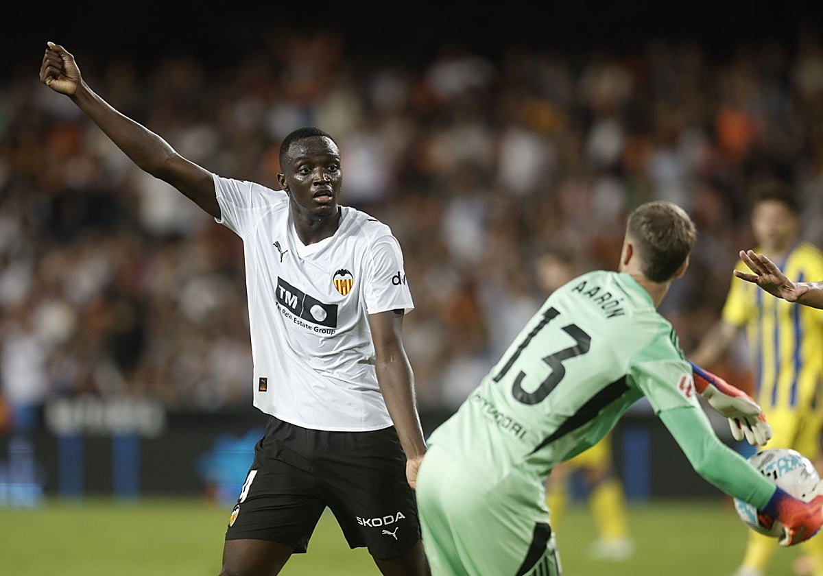 Diakhaby, en un partido del Valencia.