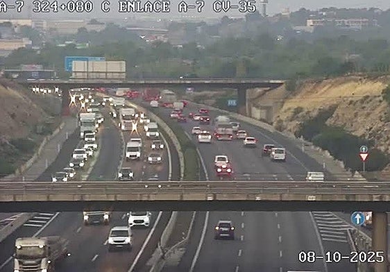 Atascos en la A-7 este miércoles, 8 de octubre.