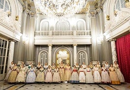 Un momento del ensayo de la proclamación de las fallleras mayores de Valencia 2026.