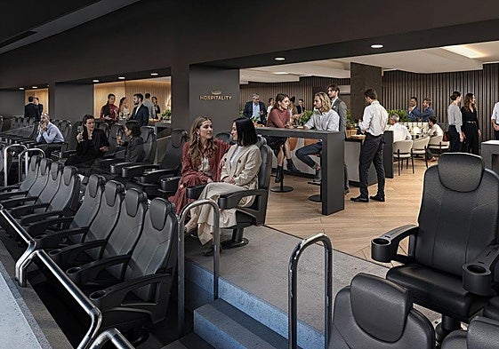 Figuración virtual de una 'zona VIP' del hospitality del Nou Mestalla.