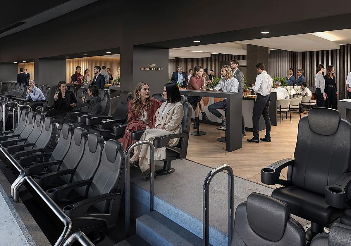 Figuración virtual de una 'zona VIP' del hospitality del Nou Mestalla.